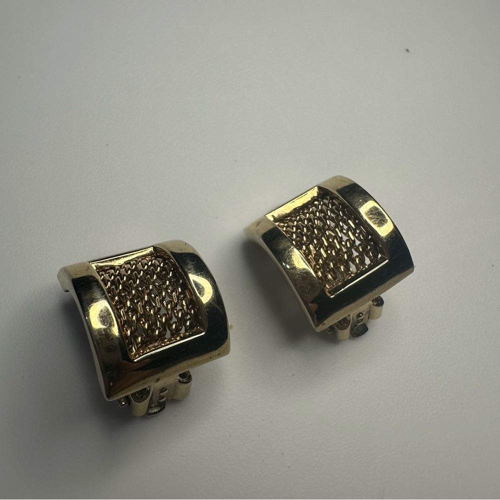 Lauren Ralph Lauren Gold Tone Mesh Clip-On Earrings